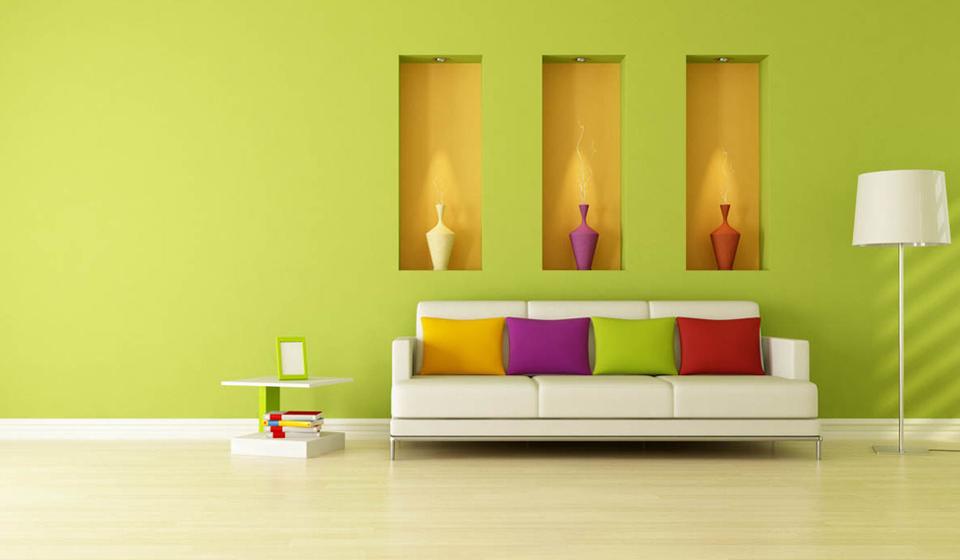 Độc đáo với phong cách phòng khách sơn màu xanh lá cây - Katu2.vn